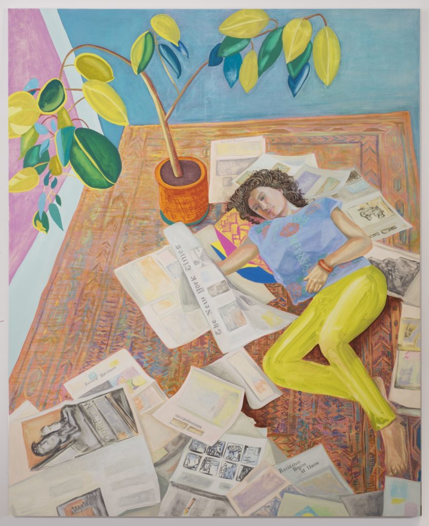 Aliza Nisenbaum, Kayhan reading the New York Times (Resistance Begins at Home) (2017). Courtesy the artist, Anton Kern Gallery, and Mary Mary. ©Aliza Nisenbaum.