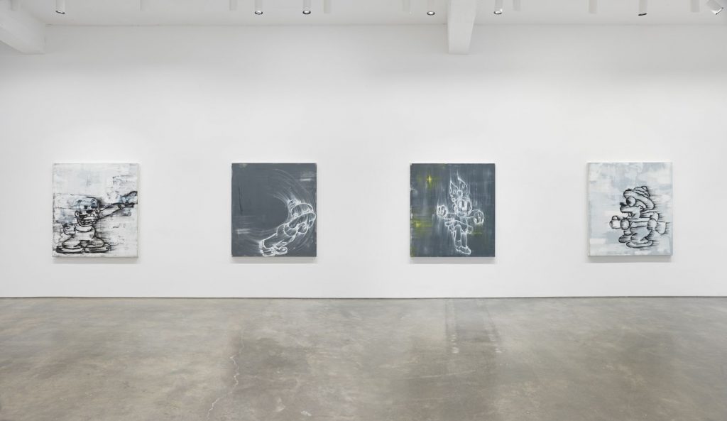 Gary Simmons, "Screaming into the Ether," installation view, Metro Pictures, New York, 2020. Courtesy of Metro Pictures.