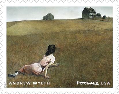 The Andrew Wyeth Forever stamp of Christina’s World.