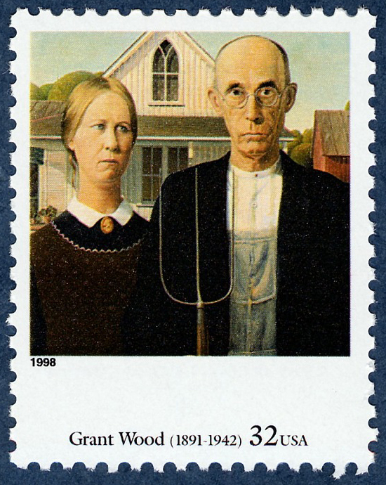 Grant Wood, American Gothic. ©United States Postal Service