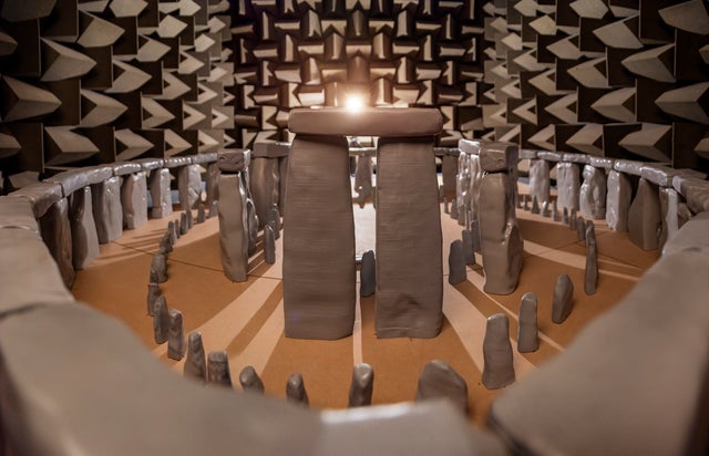 a scale model of Stonehenge in a sound chamber at the University of Salford, Manchester. Photo courtesy of the Acoustics Research Centre/University of Salford, Manchester.