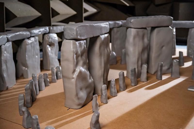 A scale model of Stonehenge in a sound chamber at the University of Salford, Manchester. Photo by Andrew Brooks, courtesy of the Acoustics Research Centre/University of Salford, Manchester.